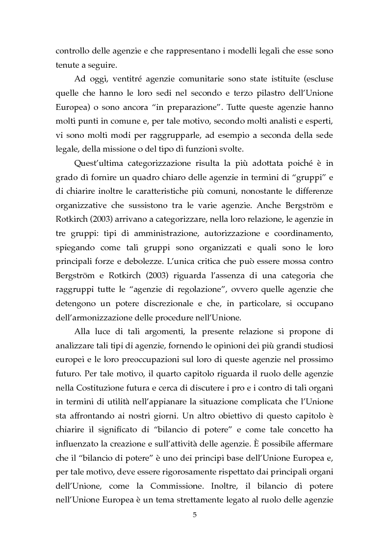 Anteprima della tesi: Le Agenzie Europee: analisi delle caratteristiche e evoluzione in ambito comunitario, Pagina 3