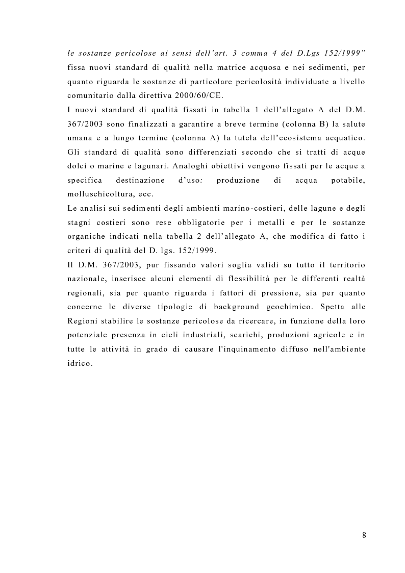Anteprima della tesi: Valutazione degli effetti biologici della movimentazione di sabbie marine mediante l'utilizzo di biomarker cellulari in Mytilus galloprovincialis, Pagina 6