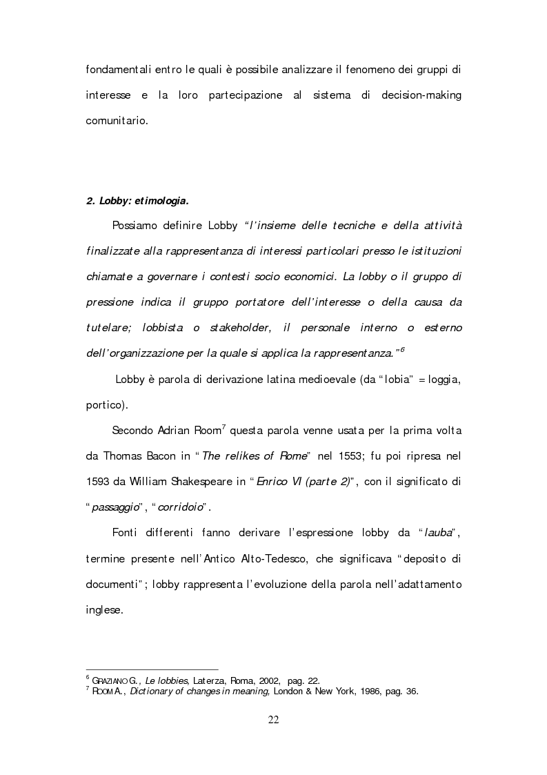 Anteprima della tesi: Lobbying strumento di democrazia partecipativa. Rappresentanza e tutela di interessi particolari nel panorama istituzionale europeo., Pagina 10