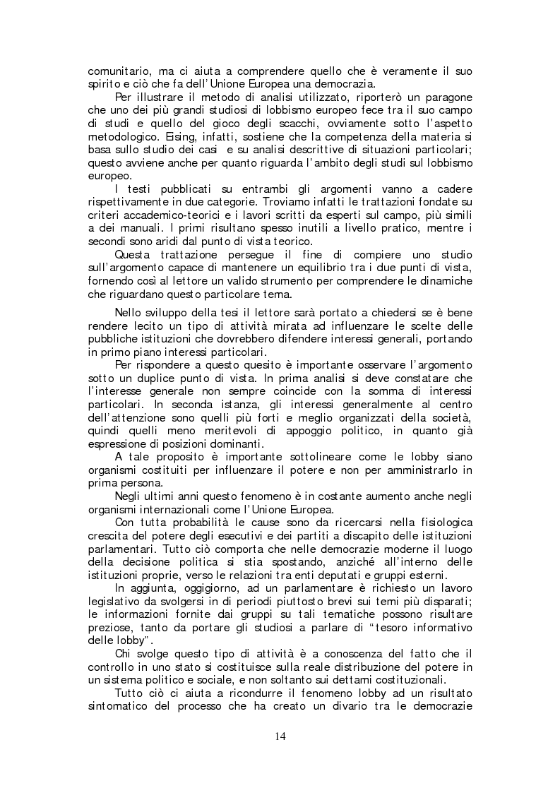 Anteprima della tesi: Lobbying strumento di democrazia partecipativa. Rappresentanza e tutela di interessi particolari nel panorama istituzionale europeo., Pagina 2