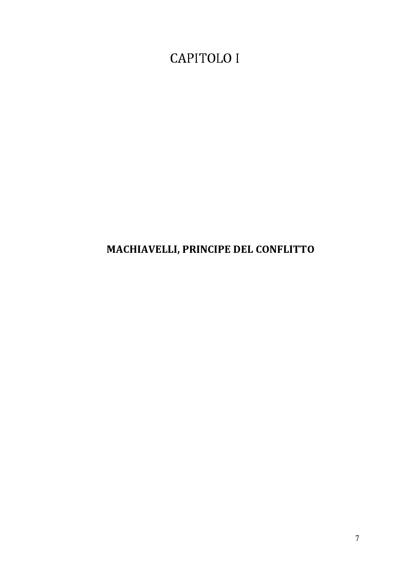 Anteprima della tesi: Machiavelli, Principe del conflitto: analisi sulle moderne strumentalizzazioni del pensiero machiavelliano, Pagina 5