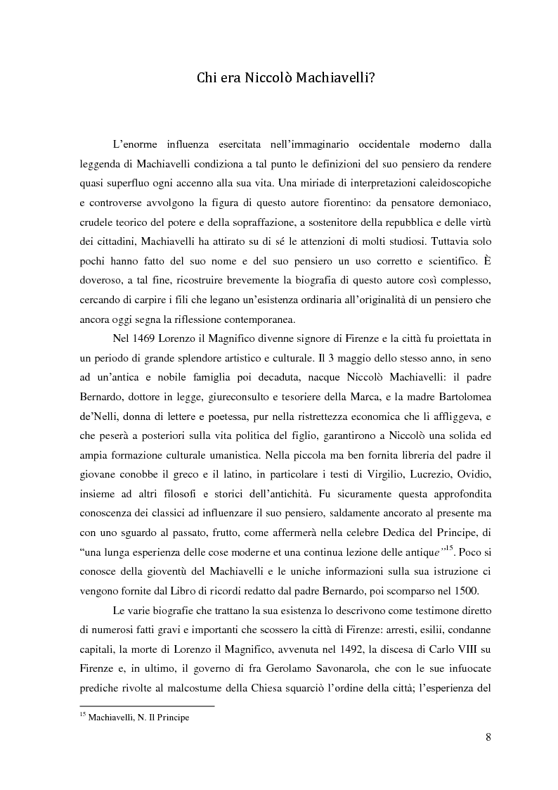 Anteprima della tesi: Machiavelli, Principe del conflitto: analisi sulle moderne strumentalizzazioni del pensiero machiavelliano, Pagina 6
