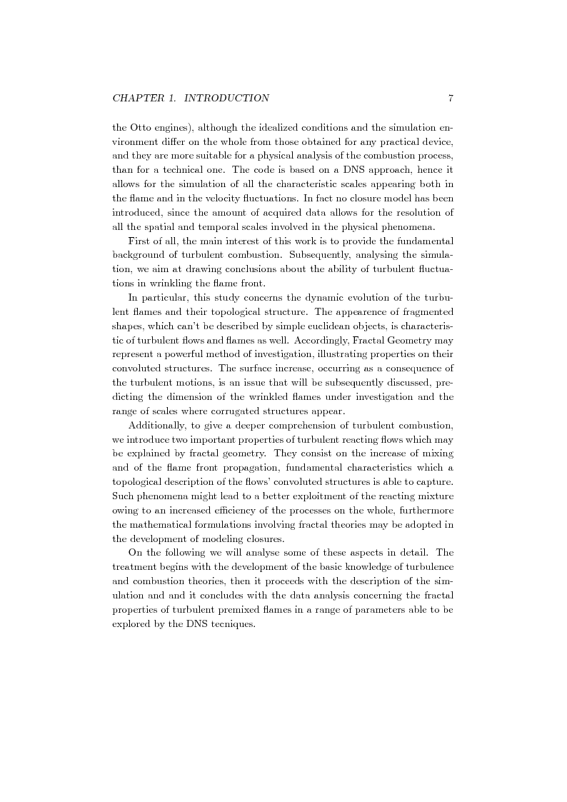 Anteprima della tesi: Direct Numerical Simulation of a turbulent premixed bunsen flame:Fractal Analysis of the flame front, Pagina 2