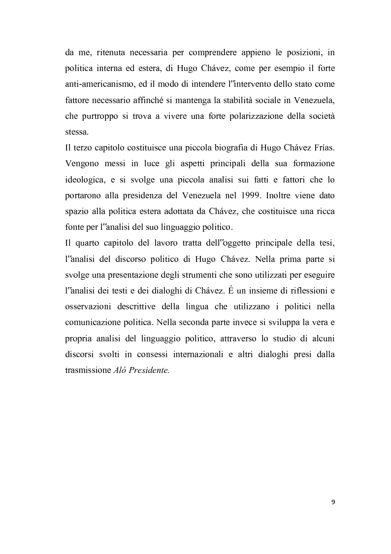 Anteprima della tesi: Analisi del discorso politico e dell'uso della cortesia e della scortesia nel discorso politico di Hugo Chavez Frias, Pagina 3