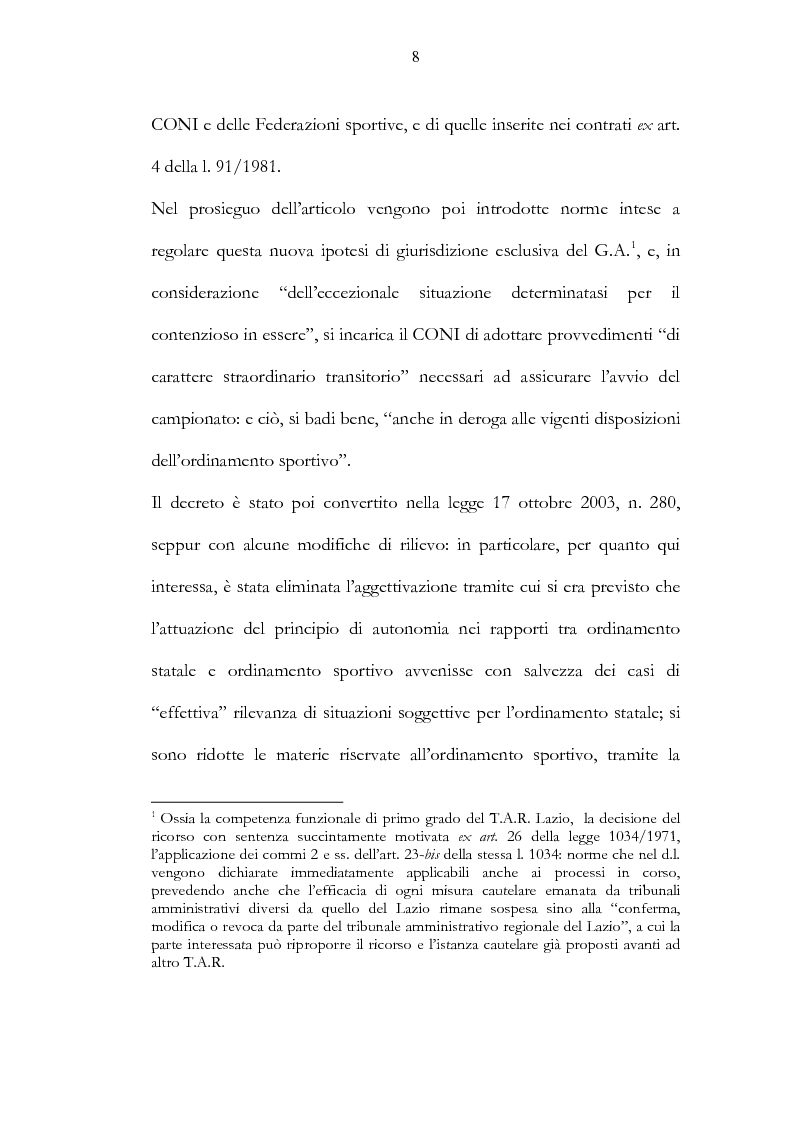 Anteprima della tesi: Ordinamento sportivo ed ordinamento statale: spunti critici sulle possibili forme di interconnessione, Pagina 3