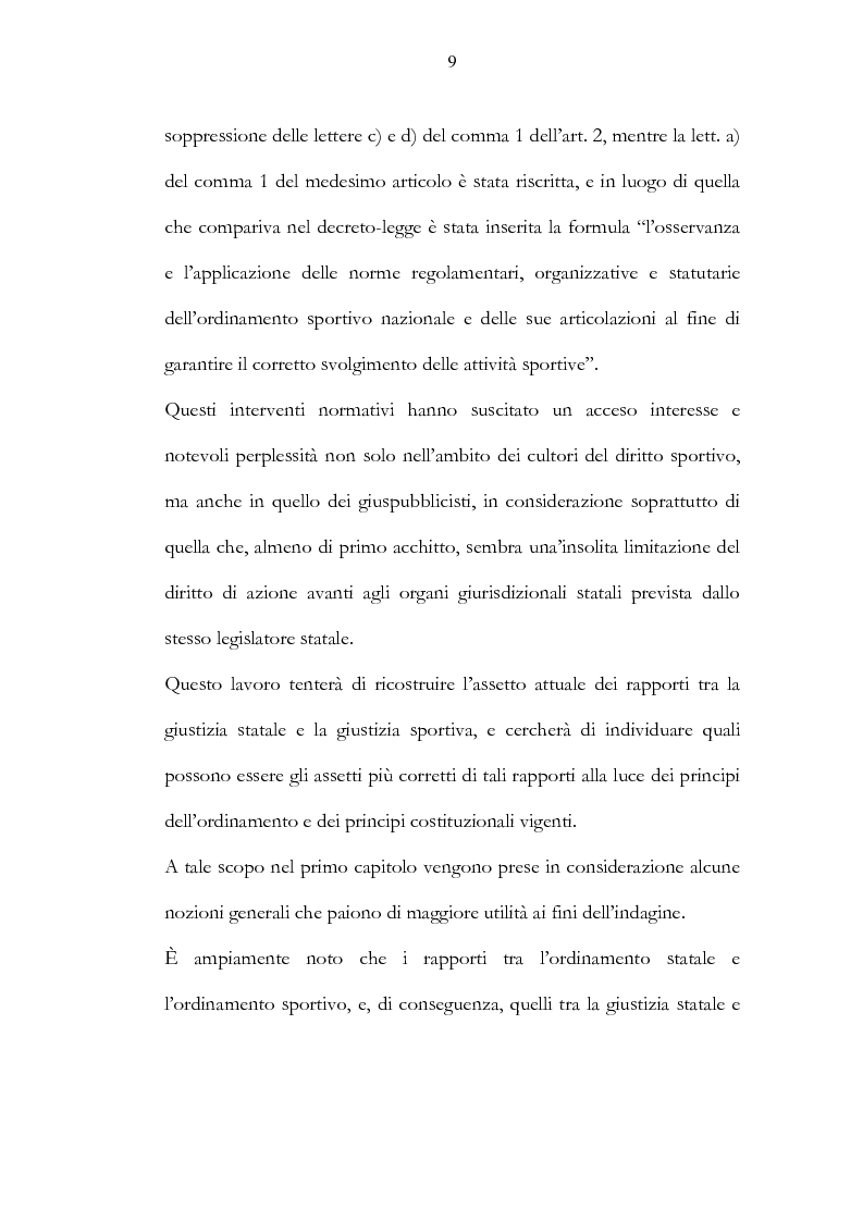 Anteprima della tesi: Ordinamento sportivo ed ordinamento statale: spunti critici sulle possibili forme di interconnessione, Pagina 4