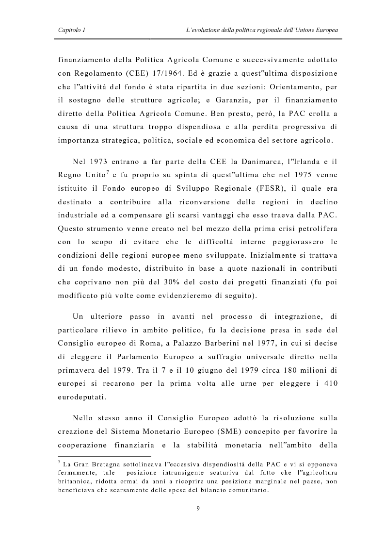 Anteprima della tesi: La politica di coesione e il processo di convergenza in Europa, Pagina 5
