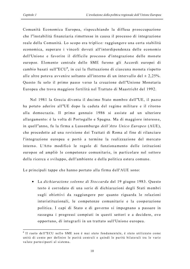 Anteprima della tesi: La politica di coesione e il processo di convergenza in Europa, Pagina 6