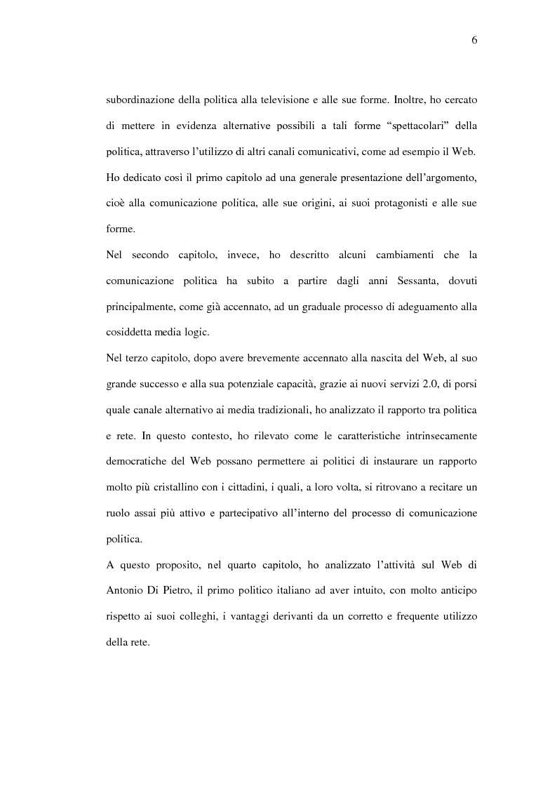 Anteprima della tesi: La comunicazione politica tra old e new media. Un caso di studio: Antonio Di Pietro online., Pagina 3