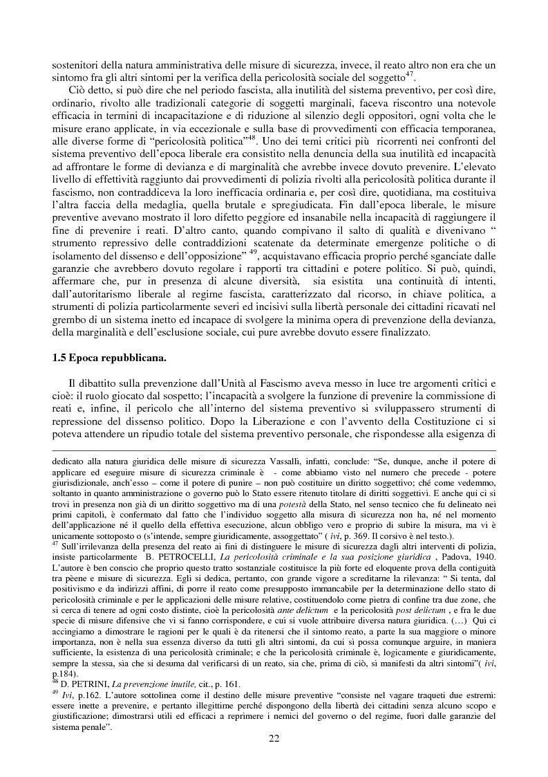Estratto dalla tesi: Le misure di prevenzione: microsistema giuridico penale connotato da perenne emergenza