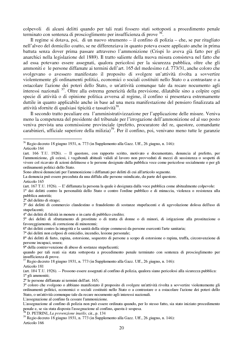 Anteprima della tesi: Le misure di prevenzione: microsistema giuridico penale connotato da perenne emergenza, Pagina 12