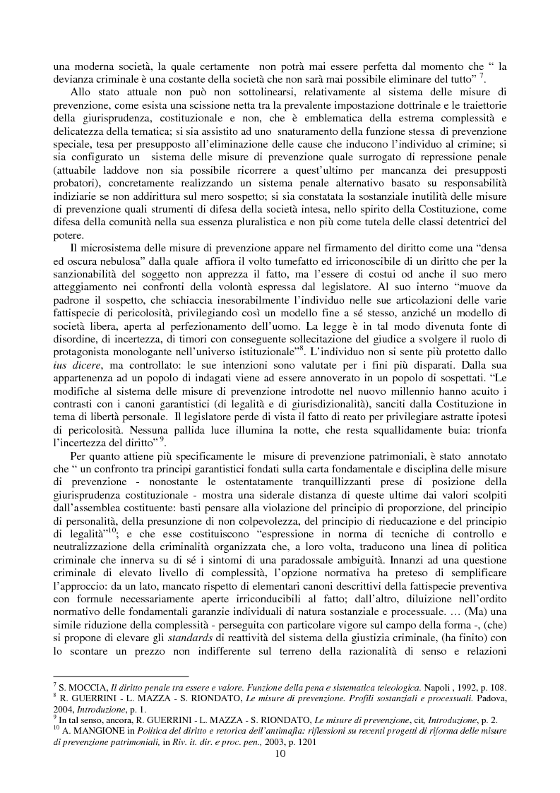 Anteprima della tesi: Le misure di prevenzione: microsistema giuridico penale connotato da perenne emergenza, Pagina 2