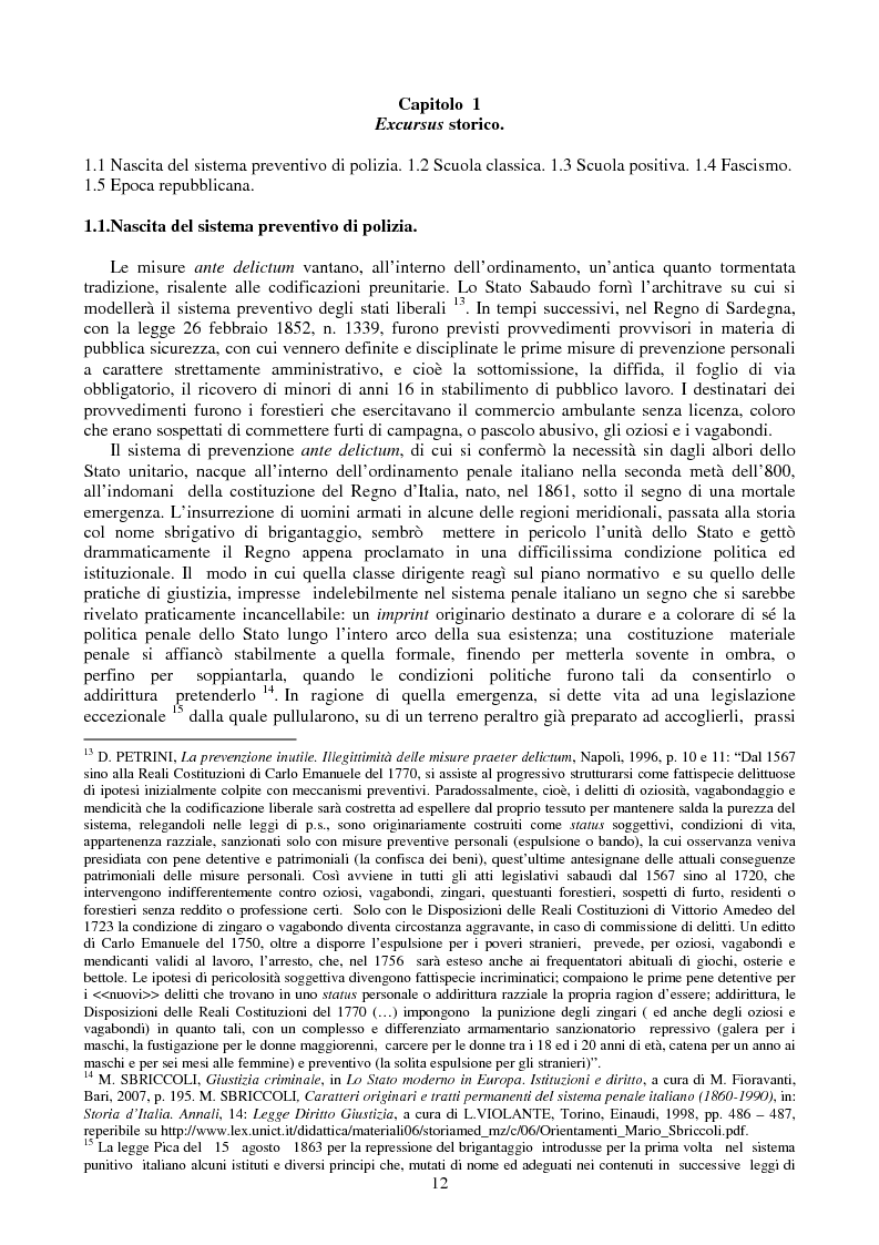 Anteprima della tesi: Le misure di prevenzione: microsistema giuridico penale connotato da perenne emergenza, Pagina 4