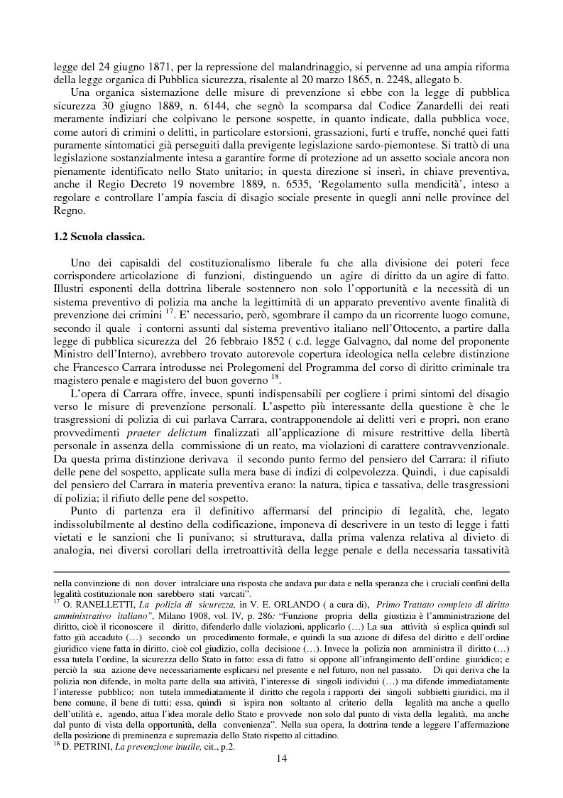 Anteprima della tesi: Le misure di prevenzione: microsistema giuridico penale connotato da perenne emergenza, Pagina 6