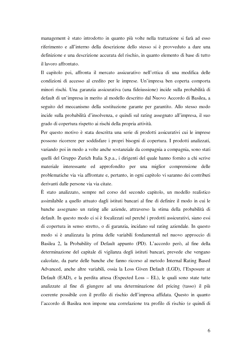 Anteprima della tesi: L'accesso al credito per le imprese assicurate, Pagina 2