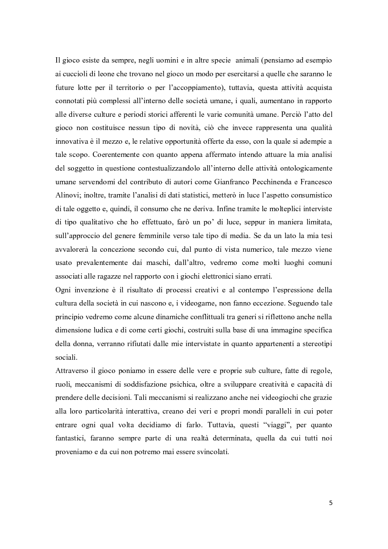 Anteprima della tesi: Il consumo femminile di videogame. Analisi di esperienze videoludiche di un gruppo di videogiocatrici venete., Pagina 3