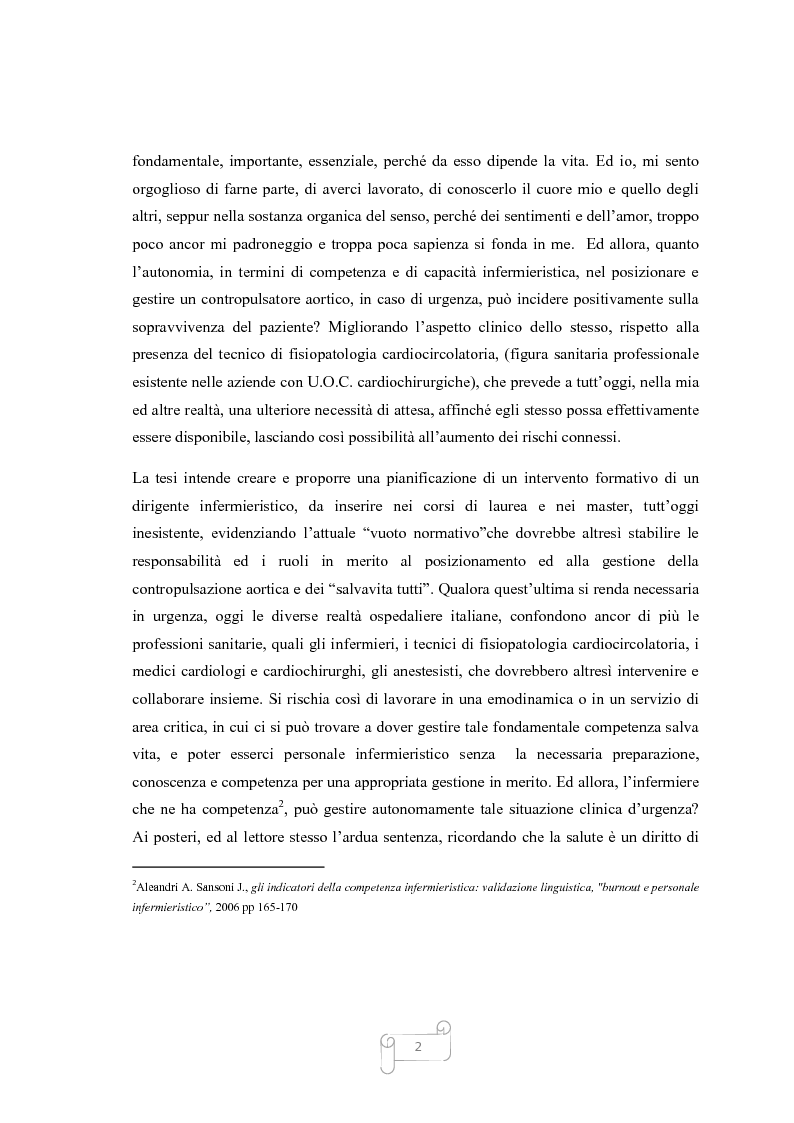 Anteprima della tesi: La Contropulsazione Aortica: studio di ricerca quantitativa e progetto formativo tra competenze, conoscenze e conflitti professionali, Pagina 2