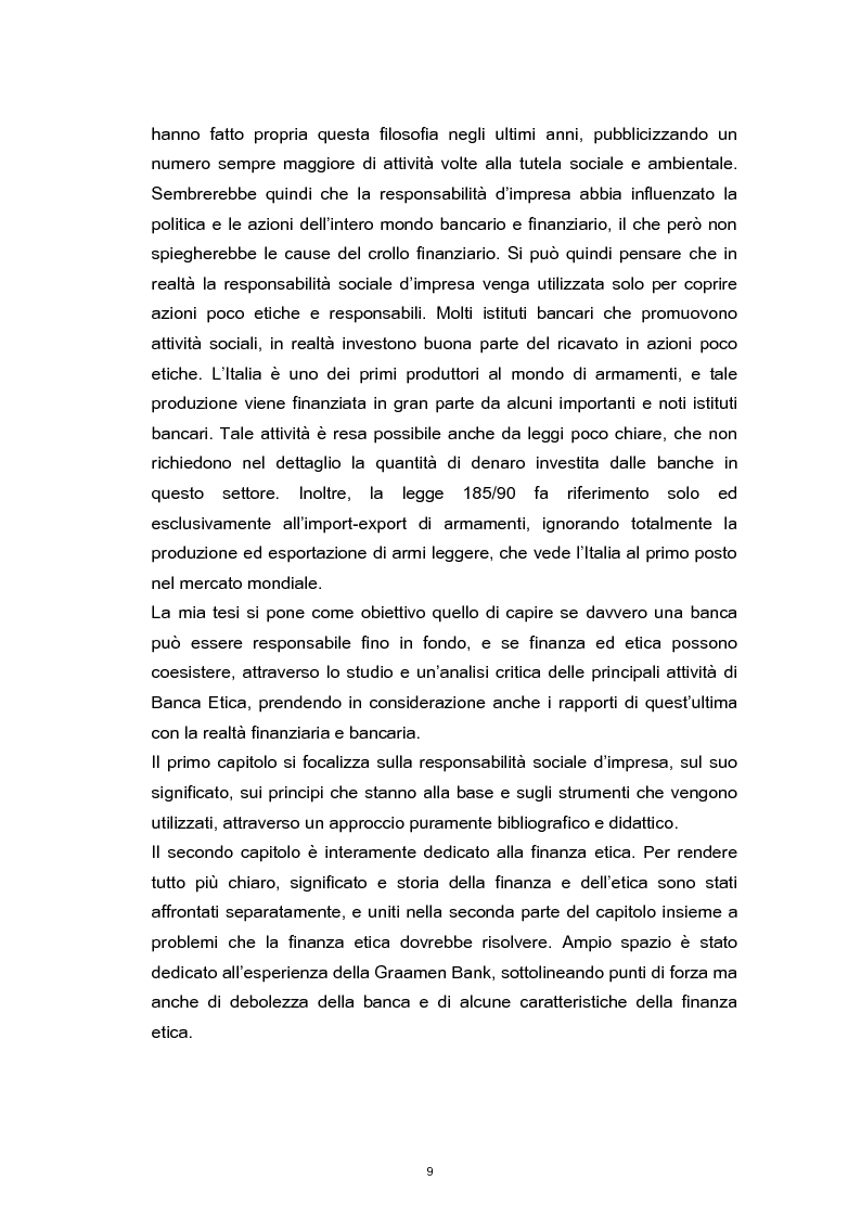 Anteprima della tesi: La Responsabilità Sociale nel settore bancario. Il caso Banca Etica., Pagina 5