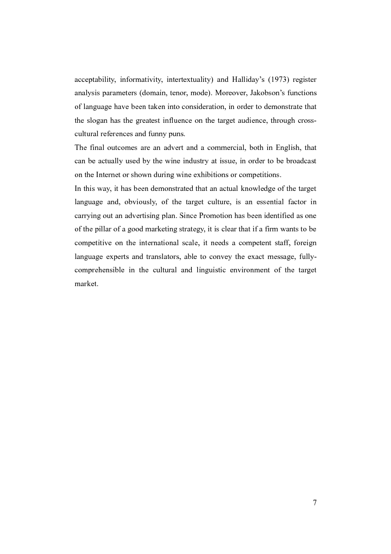 Anteprima della tesi: Language functions and intercultural translation in the world of advertising: the case of wine marketing, Pagina 3