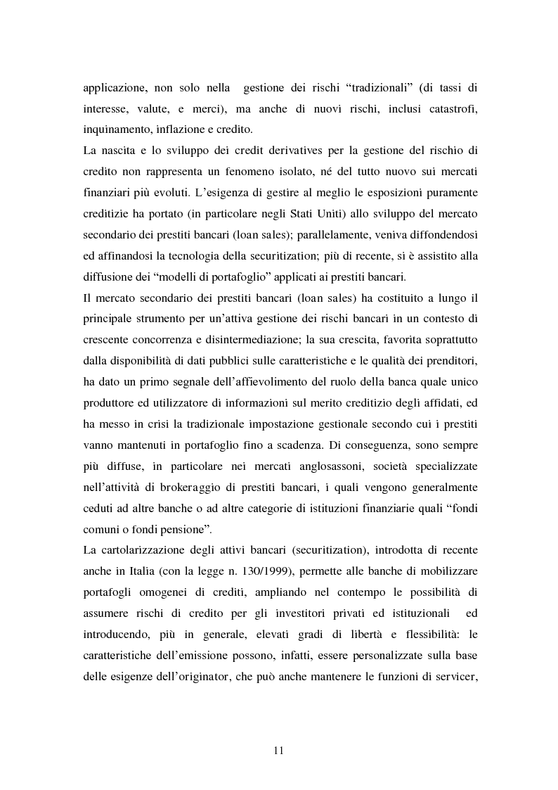 Anteprima della tesi: Alcune tipologie di derivati creditizi per la gestione del rischio di credito, Pagina 7