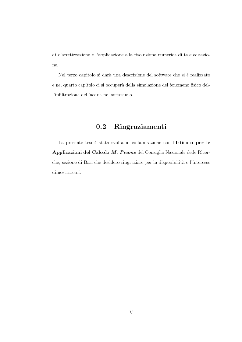 Anteprima della tesi: Risoluzione numerica dell’equazione di Richard per il moto di un fluido nel sottosuolo, Pagina 3