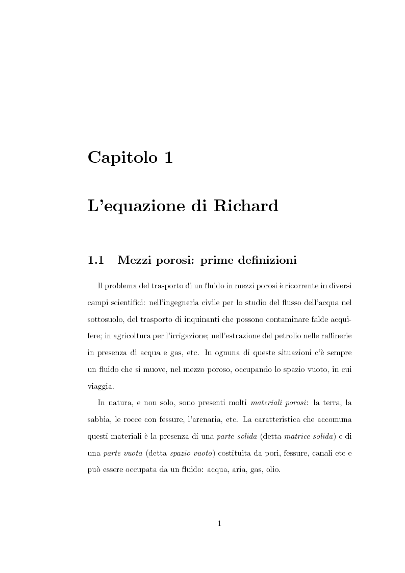 Anteprima della tesi: Risoluzione numerica dell’equazione di Richard per il moto di un fluido nel sottosuolo, Pagina 4
