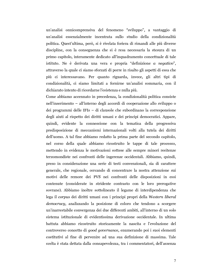 Anteprima della tesi: Nuove prospettive in materia di diritto dello sviluppo in Africa: le clausole di condizionalità politica nella prassi delle IFIs e dell’UE a confronto, Pagina 4