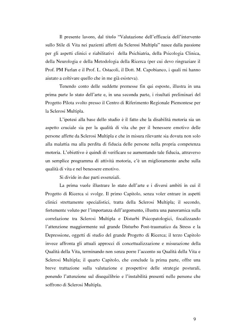Anteprima della tesi: Valutazione dell'efficacia dell'intervento sullo stile di vita in pazienti affetti da sclerosi multipla: risultati preliminari, Pagina 5