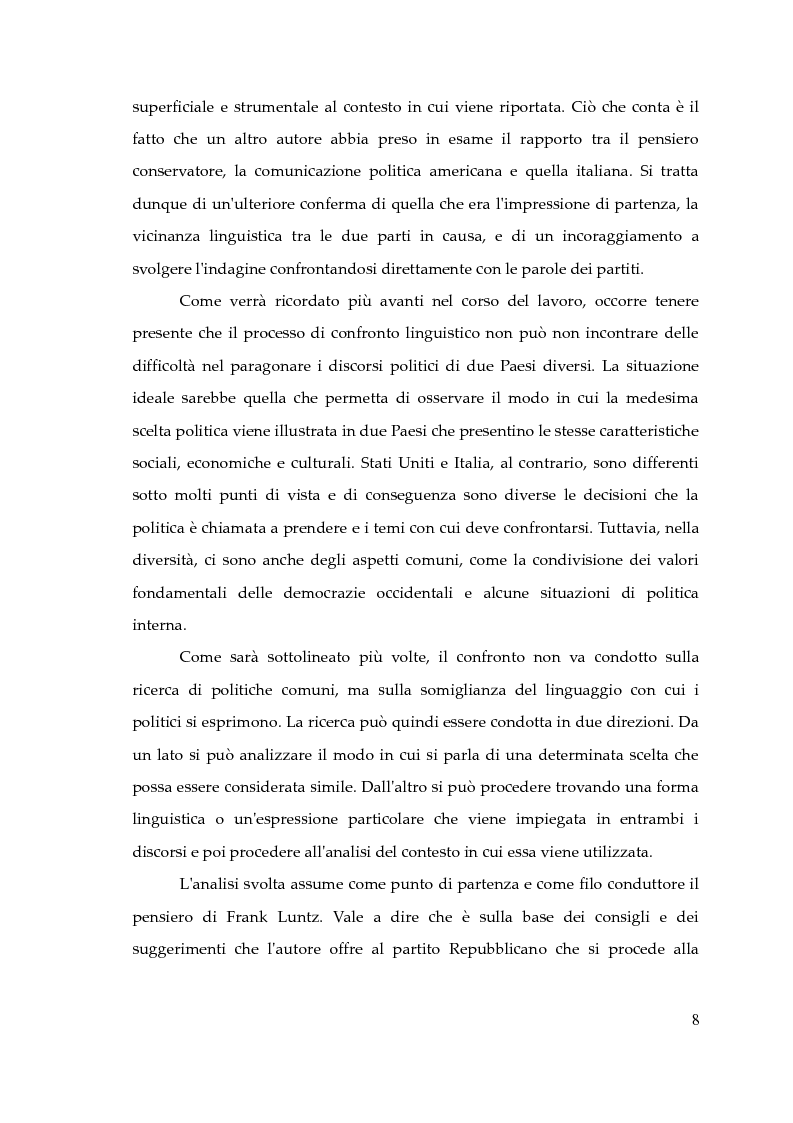 Anteprima della tesi: Il pensiero conservatore e le tecniche comunicative di Frank Luntz. Gli effetti sul linguaggio delle politiche italiane e statunitense. Un'analisi corpus-based., Pagina 4