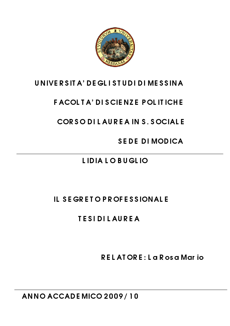 Anteprima della tesi: Il segreto professionale: profili penalistici, Pagina 1