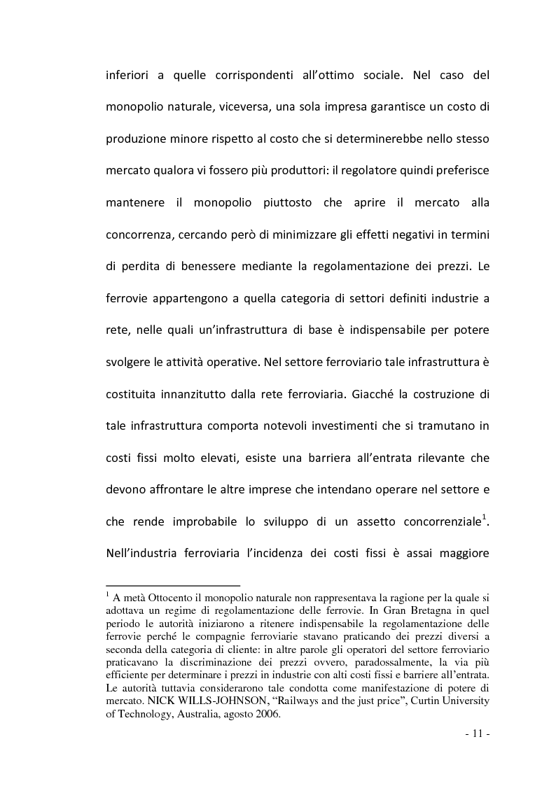 Anteprima della tesi: La regolamentazione del settore ferroviario: dal monopolio naturale alla concorrenza, Pagina 11