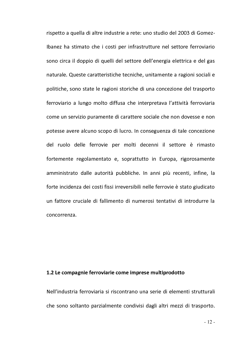 Anteprima della tesi: La regolamentazione del settore ferroviario: dal monopolio naturale alla concorrenza, Pagina 12
