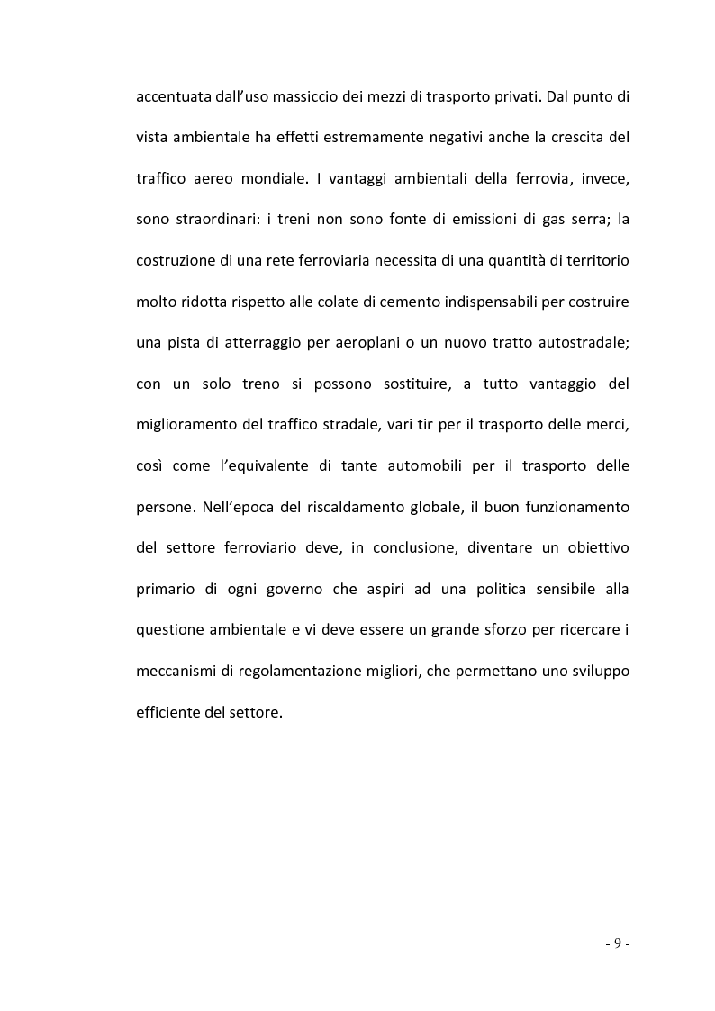 Anteprima della tesi: La regolamentazione del settore ferroviario: dal monopolio naturale alla concorrenza, Pagina 9