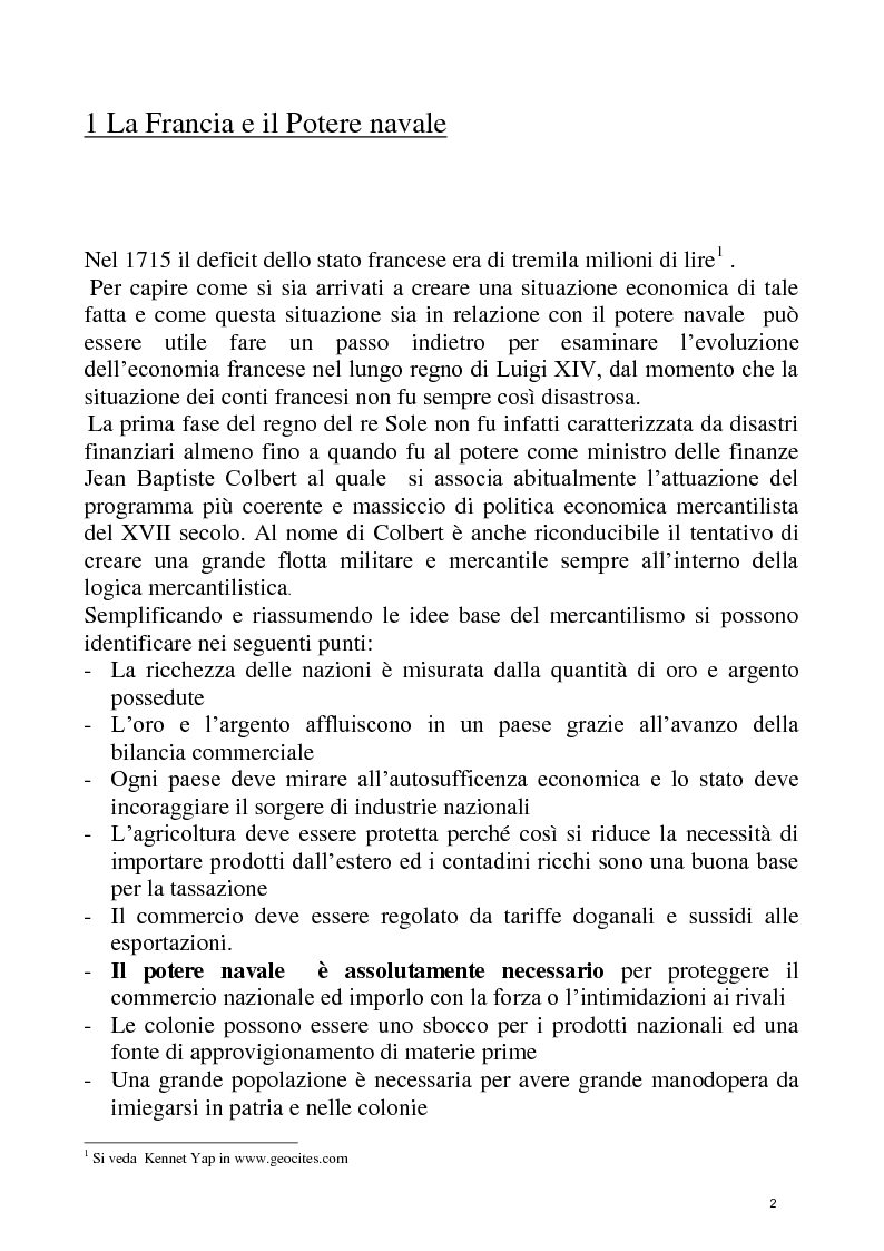 Anteprima della tesi: Economia e Potere navale agli inizi del XVIII secolo, Pagina 2