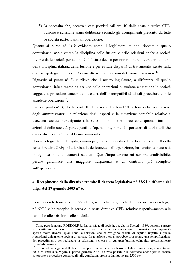 Anteprima della tesi: La scissione non proporzionale di società, Pagina 10