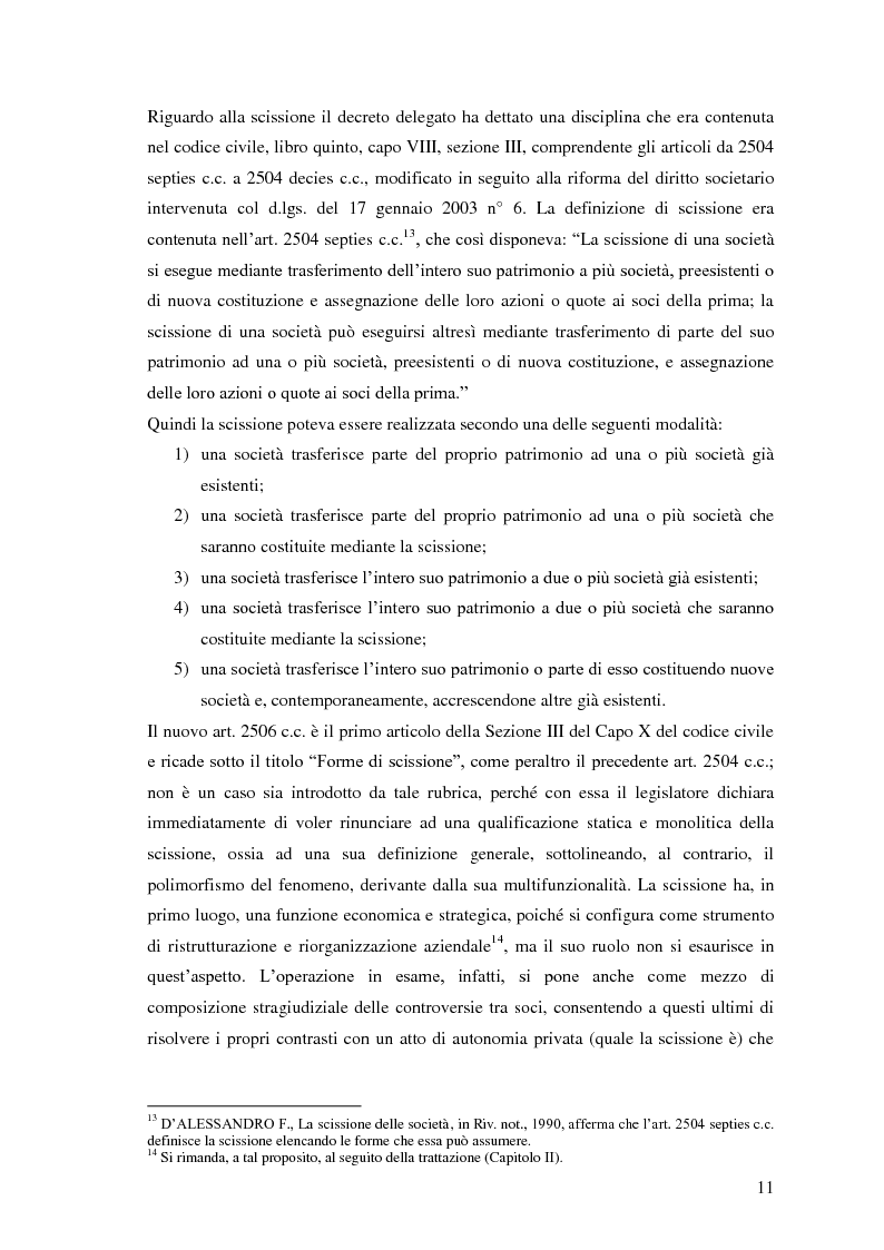 Anteprima della tesi: La scissione non proporzionale di società, Pagina 11