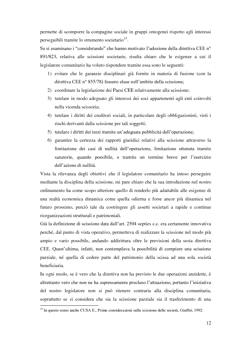 Anteprima della tesi: La scissione non proporzionale di società, Pagina 12