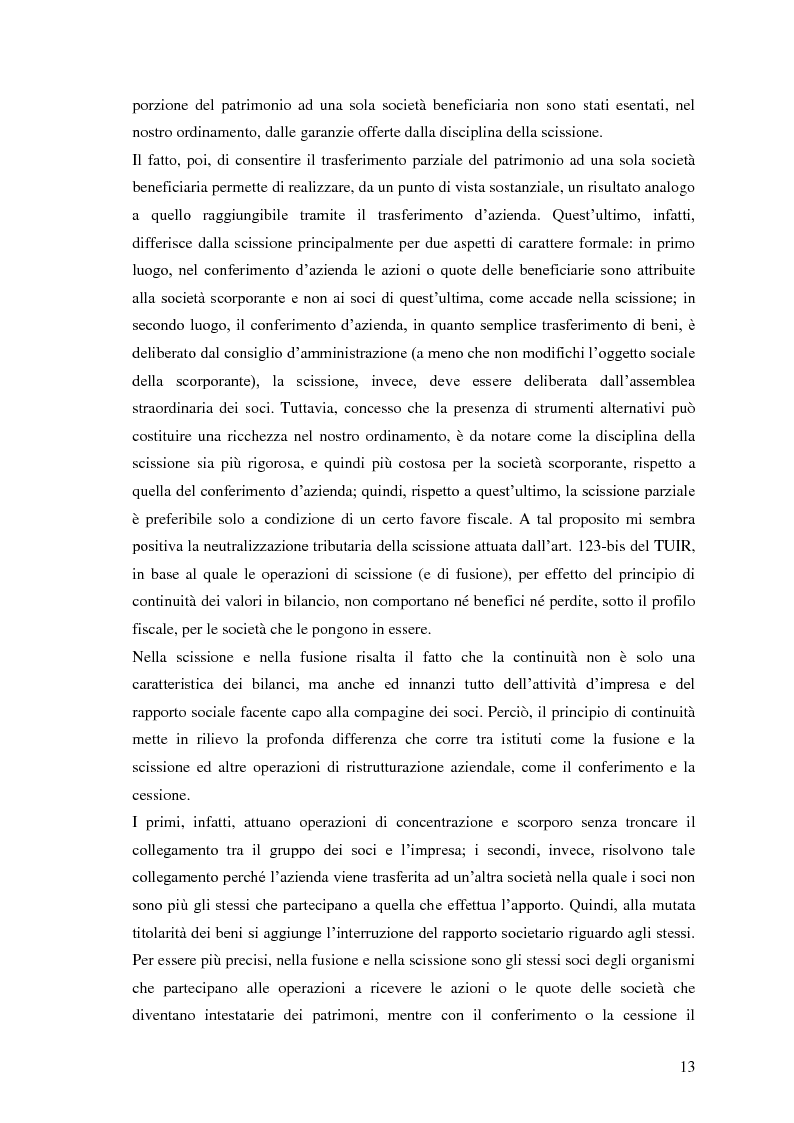 Anteprima della tesi: La scissione non proporzionale di società, Pagina 13