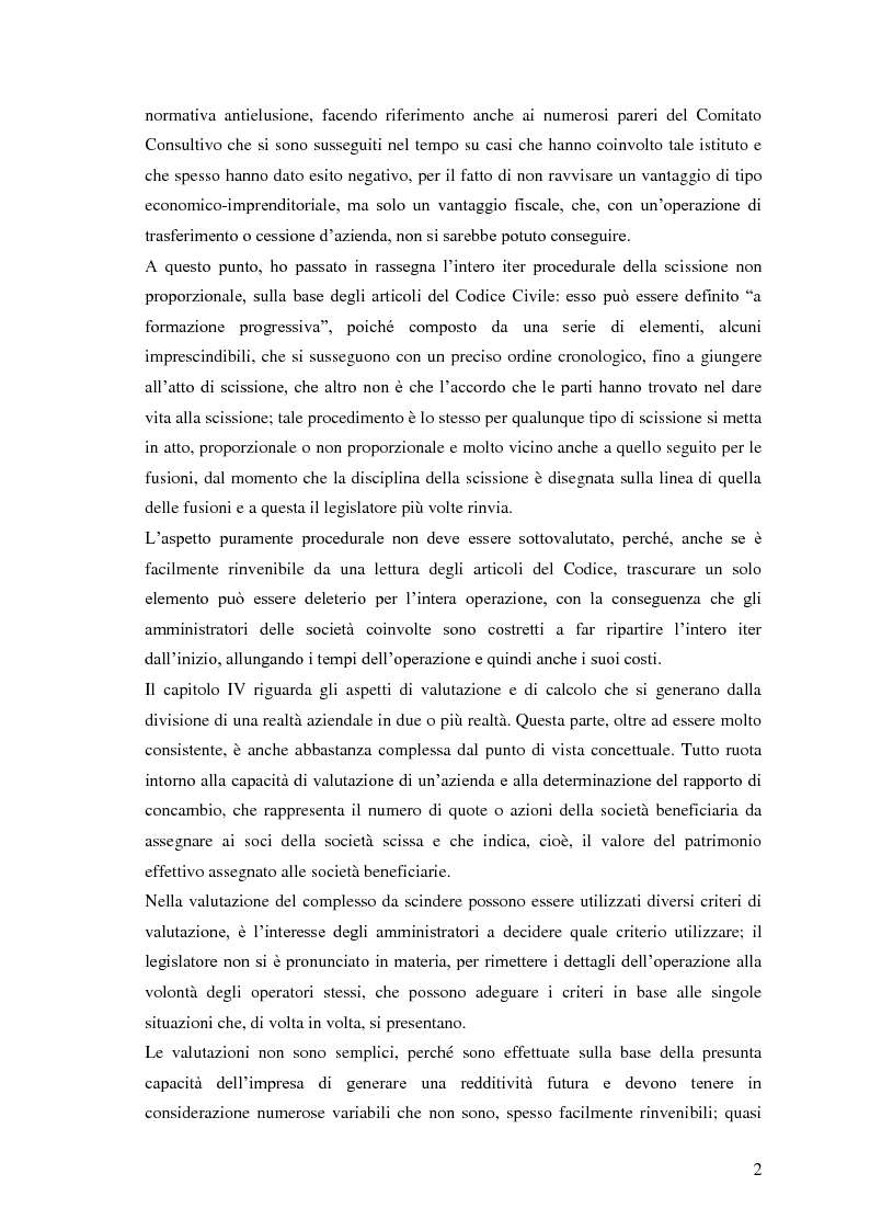 Anteprima della tesi: La scissione non proporzionale di società, Pagina 2