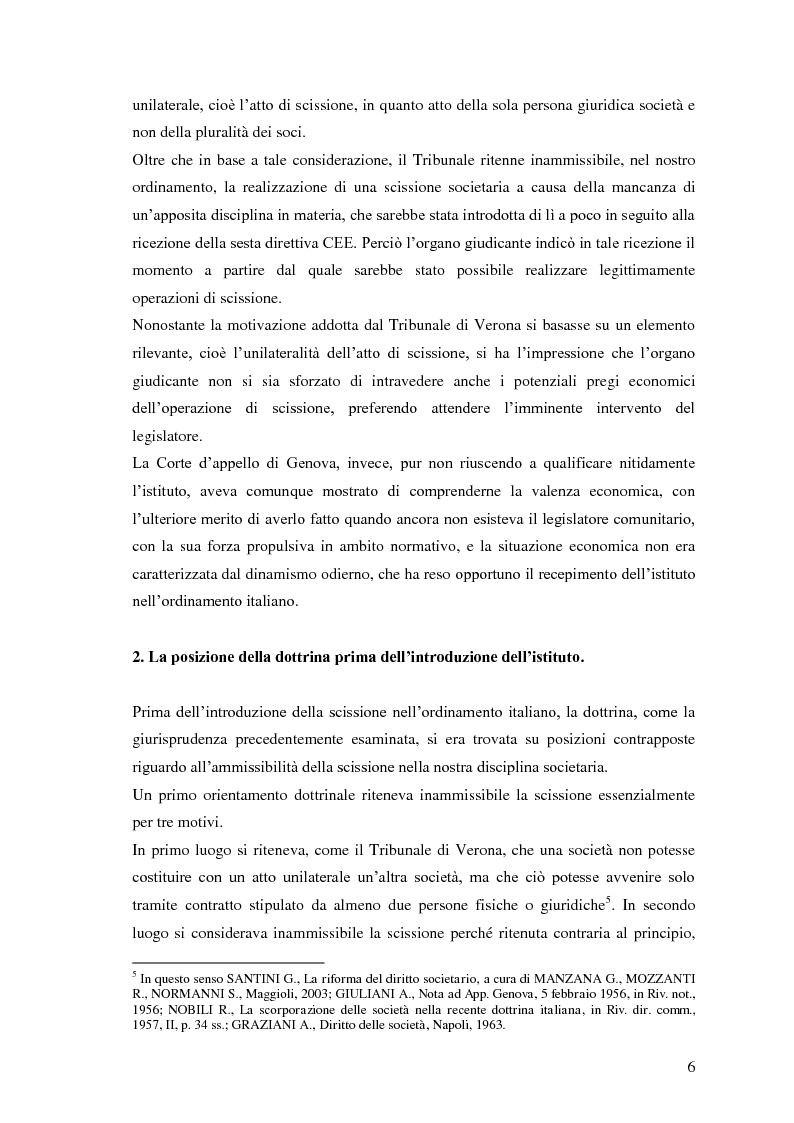 Anteprima della tesi: La scissione non proporzionale di società, Pagina 6
