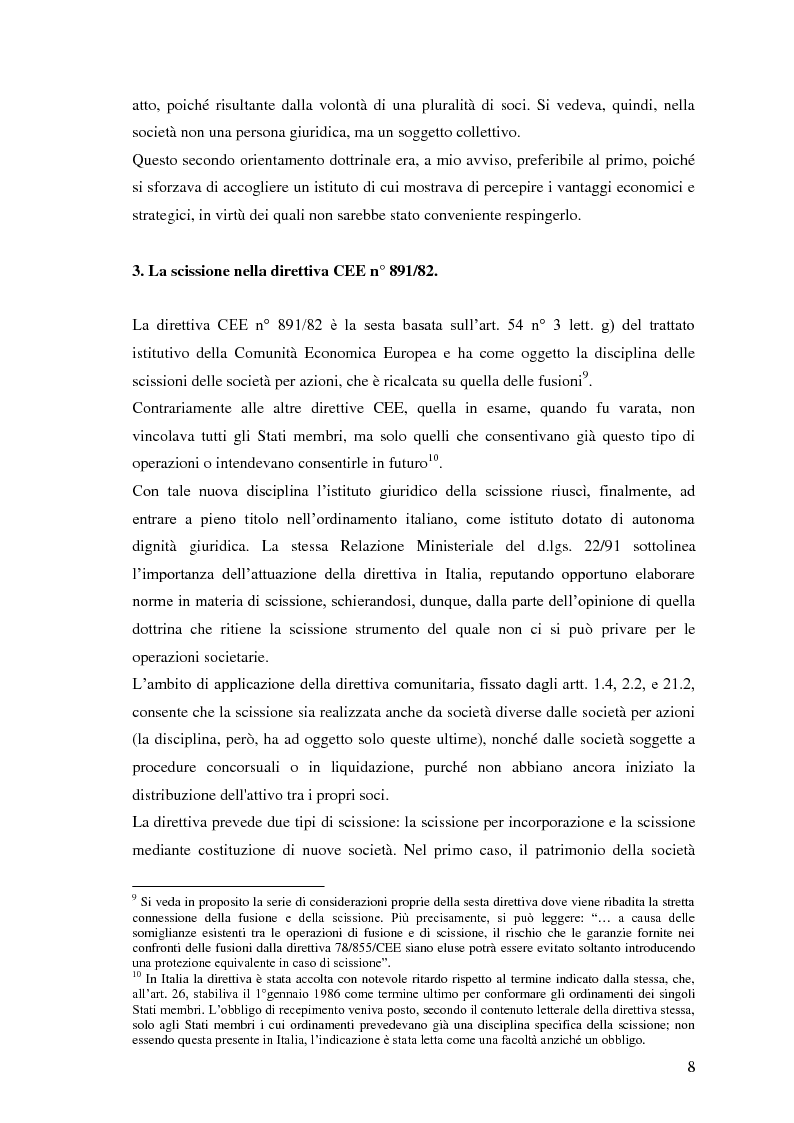 Anteprima della tesi: La scissione non proporzionale di società, Pagina 8