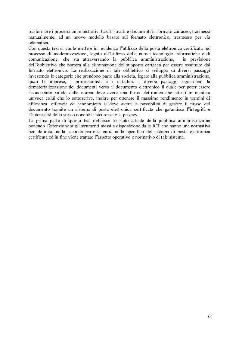 Anteprima della tesi: Impiego della PEC in ambito amministrativo, Pagina 2