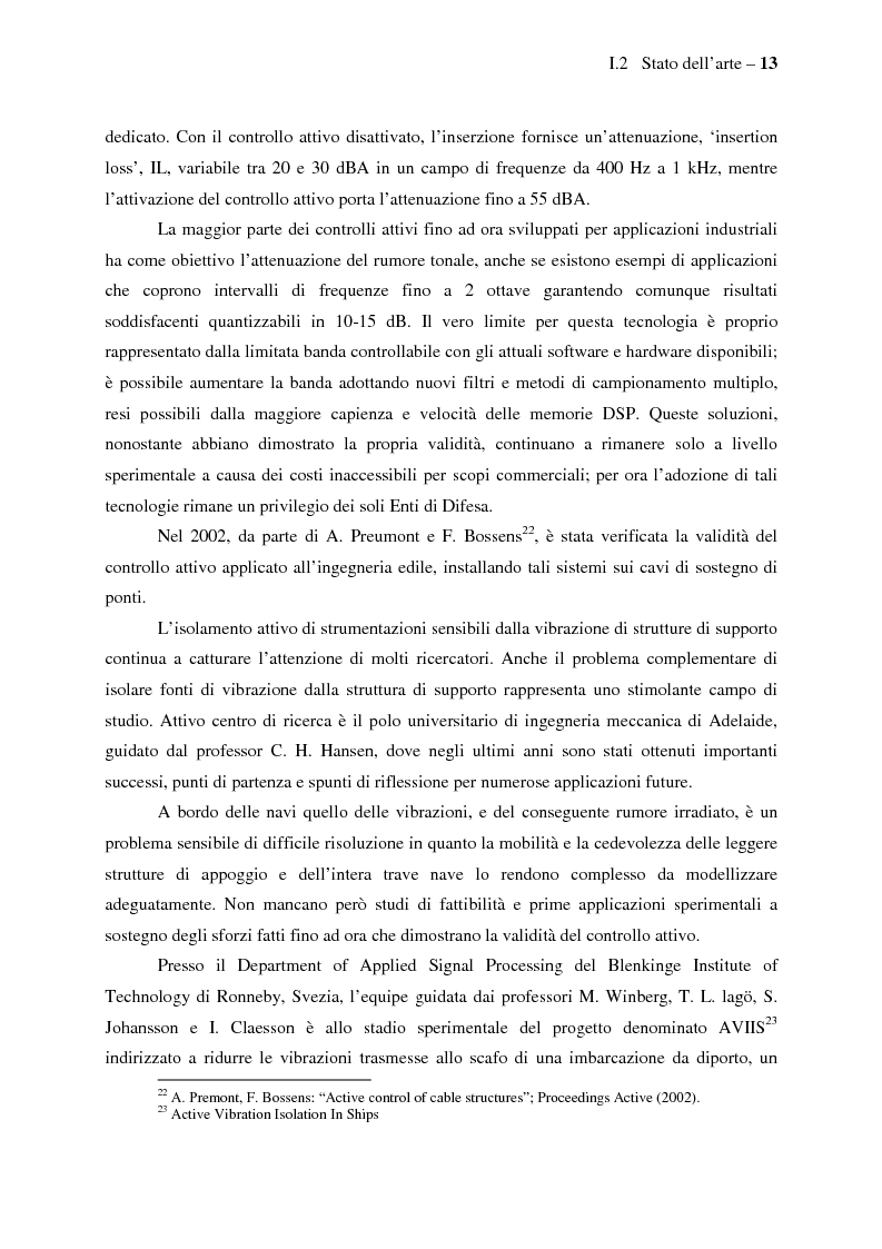 Anteprima della tesi: Il controllo attivo del rumore e delle vibrazioni a bordo delle navi - Stato dell'arte e prospettive future, Pagina 13