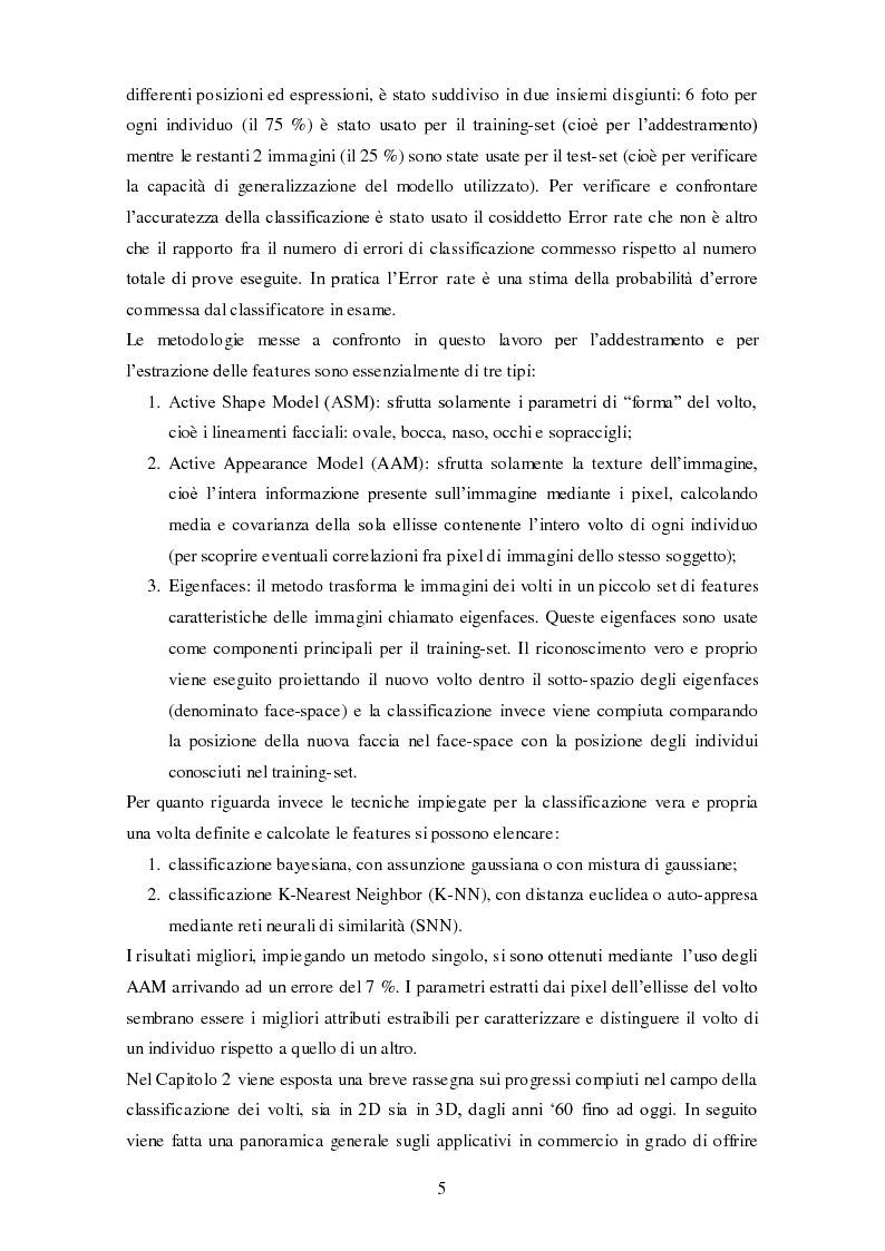 Anteprima della tesi: Analisi comparativa di tecniche di rappresentazione per il riconoscimento automatico di volti, Pagina 5