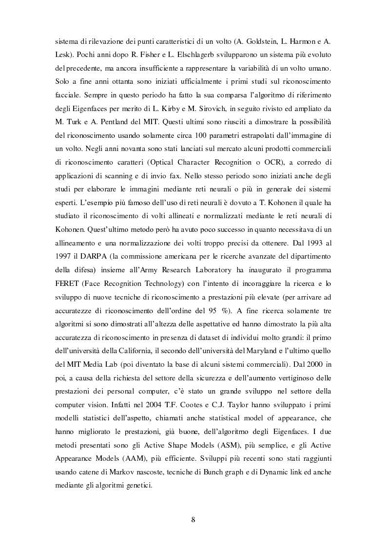 Anteprima della tesi: Analisi comparativa di tecniche di rappresentazione per il riconoscimento automatico di volti, Pagina 8
