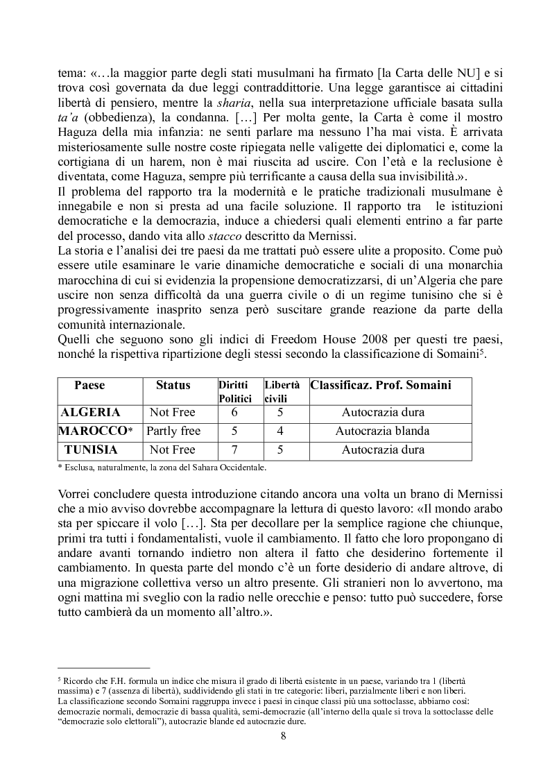 Anteprima della tesi: Prospettive di democratizzazione: i paesi del Maghreb, Pagina 4