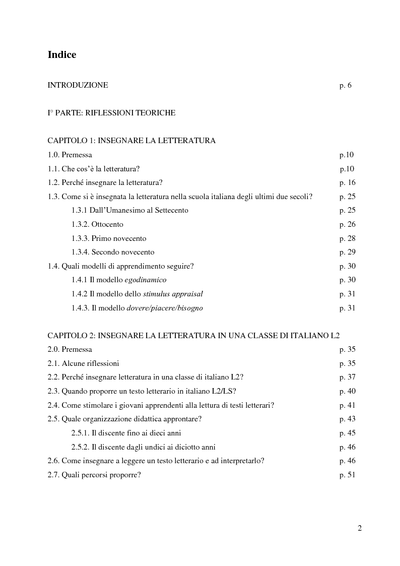 La didattica della letteratura in una classe di Italiano L2 Indice Pagina 1 di 4