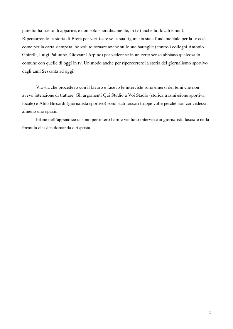 Anteprima della tesi: Il giornalismo sportivo. Il rapporto tra la carta stampata e le tv locali da Gianni Brera ad oggi., Pagina 2