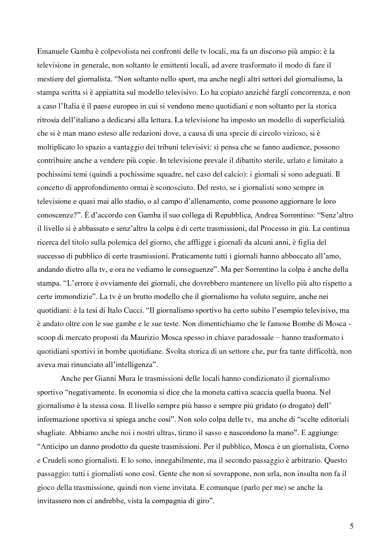 Anteprima della tesi: Il giornalismo sportivo. Il rapporto tra la carta stampata e le tv locali da Gianni Brera ad oggi., Pagina 5