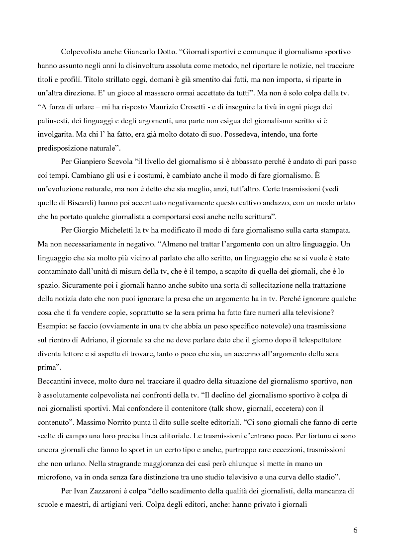 Anteprima della tesi: Il giornalismo sportivo. Il rapporto tra la carta stampata e le tv locali da Gianni Brera ad oggi., Pagina 6